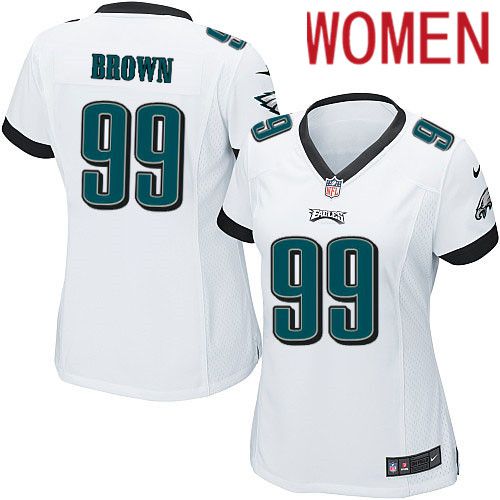 Women Philadelphia Eagles #99 Jerome Brown Nike White Game NFL Jersey->women nfl jersey->Women Jersey